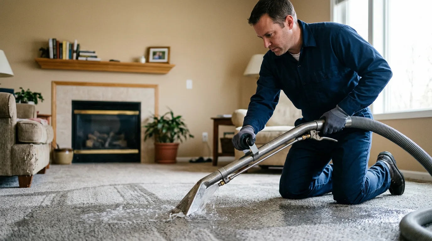 Water damage restoration technician working near Providence, RI